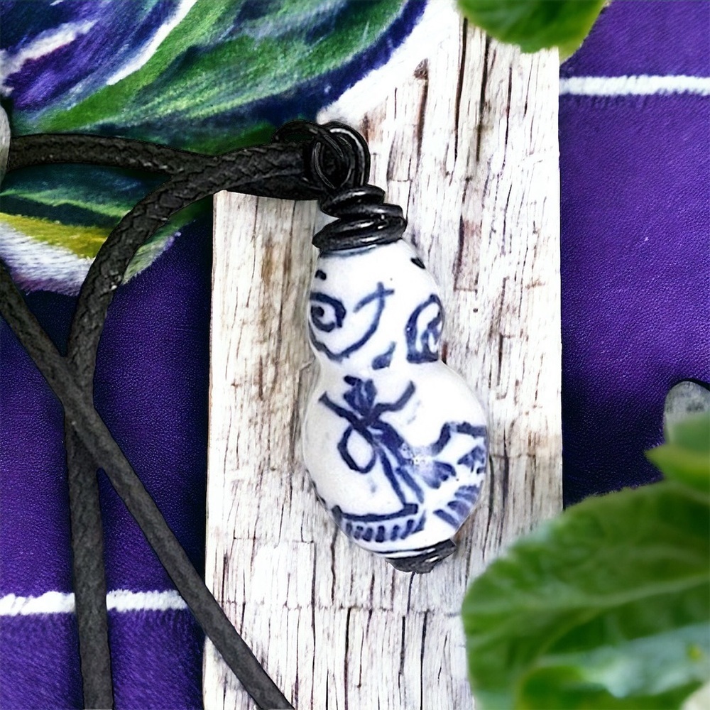 5 For $25💫Blue and White Oriental Ceramic Bead Pendant Necklace